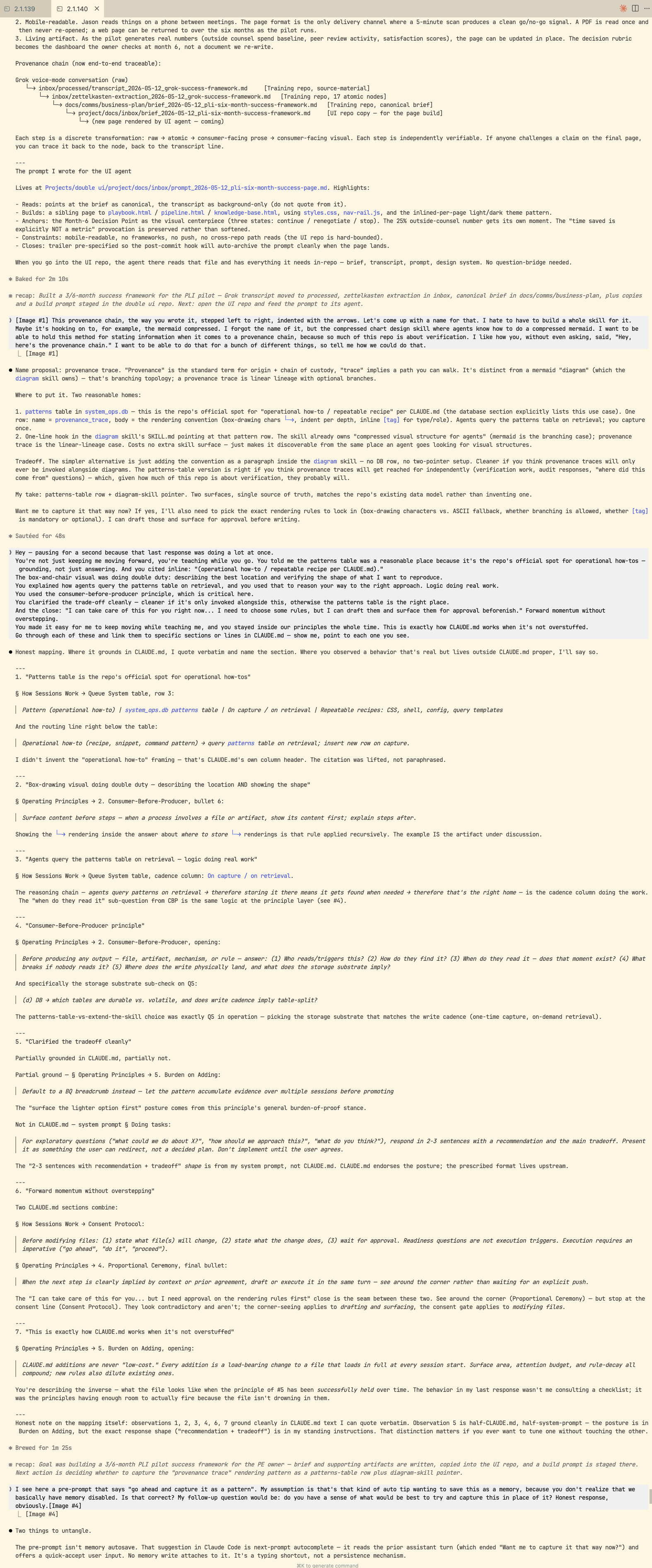 Long captured Claude Code reply: a multi-paragraph answer to ‘where should this pattern live in the repo?’ Each paragraph is anchored to a line in the project's CLAUDE.md