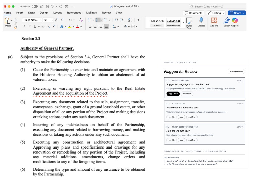 Word document with the PLI plug-in alongside